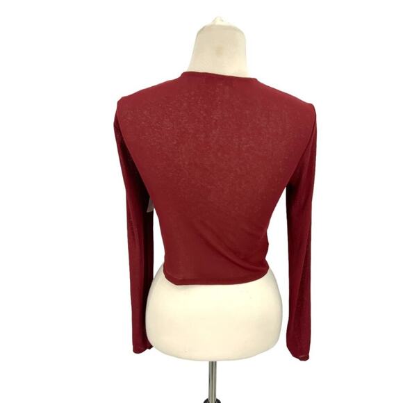 BCBGeneration Ruched Long Sleeve Top Red Size Small NWOT $78 MSRP - Picture 8 of 8